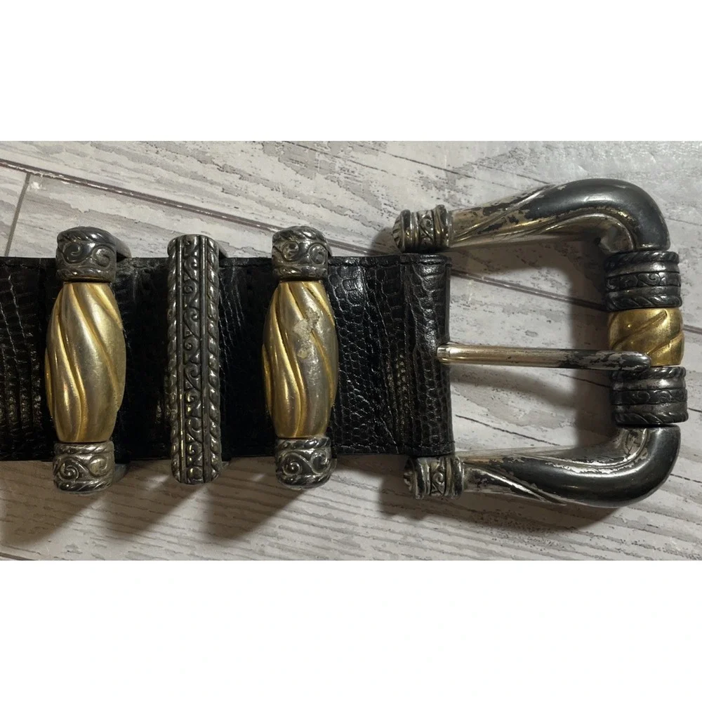 Brighton Vintage‎ 1998 Brown Croc Print Leather Belt Women's Size Small